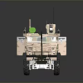Armored Military Vehicle With Camouflage Exterior And Roof Mounted Communication Antennas