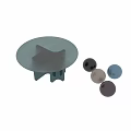 Modern Glass Top Dining Table With Unique Teal Legs And Multiple Color Options 3d model