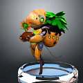 Orange Robot Character With Green Eyes And Leaves Holding Sunflower Pot On Transparent Base
