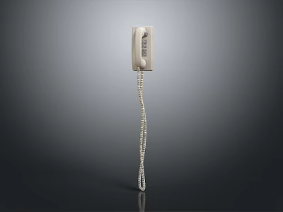 White Wall Mounted Computer Monitor With Extended Cable On Dark Backdrop 3d model