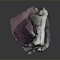 Natural Purple Cube Mineral Crystal With Glossy Surface White Gray Edges And Gray Background