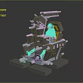 Space Exploration Astronaut Cockpit Design with Mechanical Structure and Seated Person 3d model
