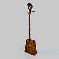 Decorative Wooden Musical Instrument with Horse Head Design and Hand Painted Carvings
