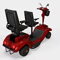 Red Two Seater Mobility Scooter With Black Seats Front Basket And Electric Design