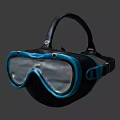 Professional Diving Mask With Blue Frame Clear Lens And Black Strap