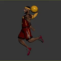 Man Playing Basketball in Red Jersey Number 23 Running With Yellow Ball
