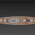 3D Model Of A Warship With Grey And Red Hull