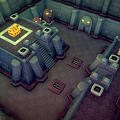 Green Dragon Guarding Ancient Stone Chamber With Skull And Glowing Eyed Creatures