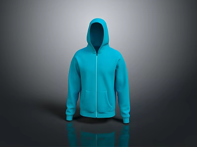 Blue Casual Hoodie With Zipper Closure And Front Pocket For Everyday Wear 3d model