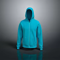 Blue Casual Hoodie With Zipper Closure And Front Pocket For Everyday Wear