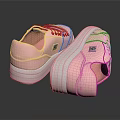Pink Platform Casual Shoes With White Sole And Lace Up Design