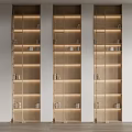 Tall Light Wood Bookshelves Featuring Multiple Compartments Metal Ladders and Books Against Light Wall