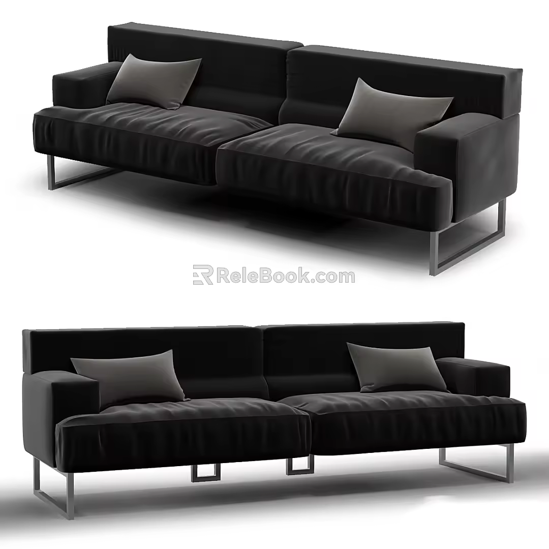 Sofa Multiplayer Black Sofa Modern Sofa Fashion Simple 3d model