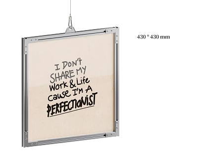 430x330 mm Metal Photo Frame Hanging Design with Perfectionist Work Life Quote 3d model