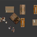 Open And Closed Cardboard Boxes With Scattered Paper And Small Items