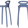Modern Blue Bar Stools With Loop Backrest And Slim Legs Design 3d model
