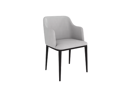 Modern Light Gray Dining Chair With Armrests And Black Legs For Contemporary Home Decor 3d model