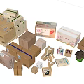 Household Items Packaging With Various Sizes Colors And Patterned Cardboard Boxes