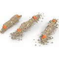Broken Stone Pillars With Gray Body And Orange Sections Surrounded By Debris