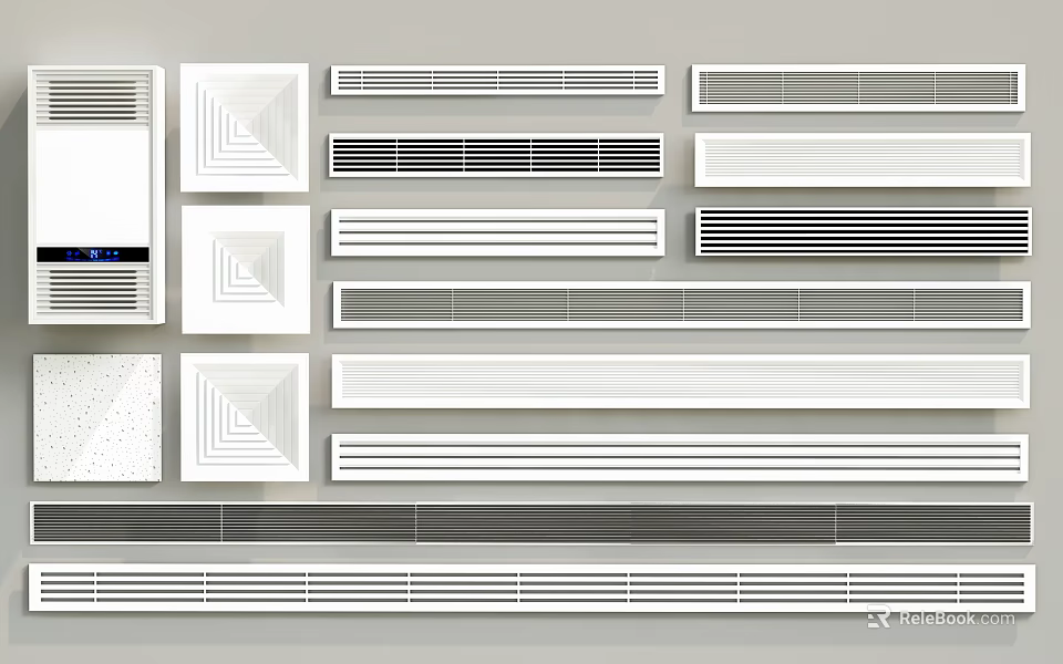 Modern Air Conditioner Air Vents With Various Designs Shapes And Colors For Interior Use 3d model 