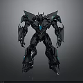 Futuristic Robot Character With Metallic Blue Black Armor And Complex Mechanical Design