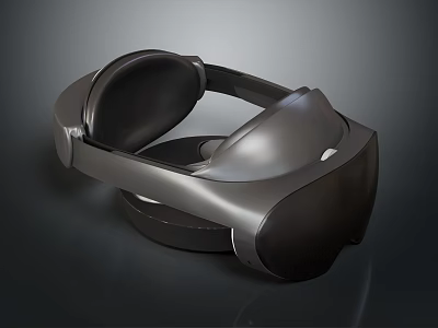 Sleek Black VR Headset Featuring Modern Curved Design And Comfortable Fit 3d model