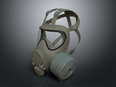 Weapon Gas Mask With Filter Canister Face Shield And Adjustable Straps 3d model