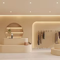 Modern Clothing Store Interior With Circular Decor Staircase Platforms And Hanging Garments