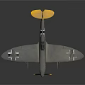 German Fighter Aircraft Model With Silver Body Yellow Tail And Swastika Symbols On Wings