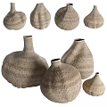 Handcrafted Ceramic Vessels With Earth Tone Textured Surface And Various Sizes 3d model