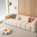 Modern cream style multi-person sofa cream two-seat sofa 3d model