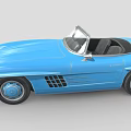 Vintage Blue Mercedes Convertible Roadster Car With Classic Retro Design