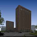 Modern High Rise Office Building With Glass Curtain Walls And Tree Surroundings
