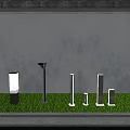 Various Styles Outdoor Lights on Green Grass Against Gray Wall for Garden Decor