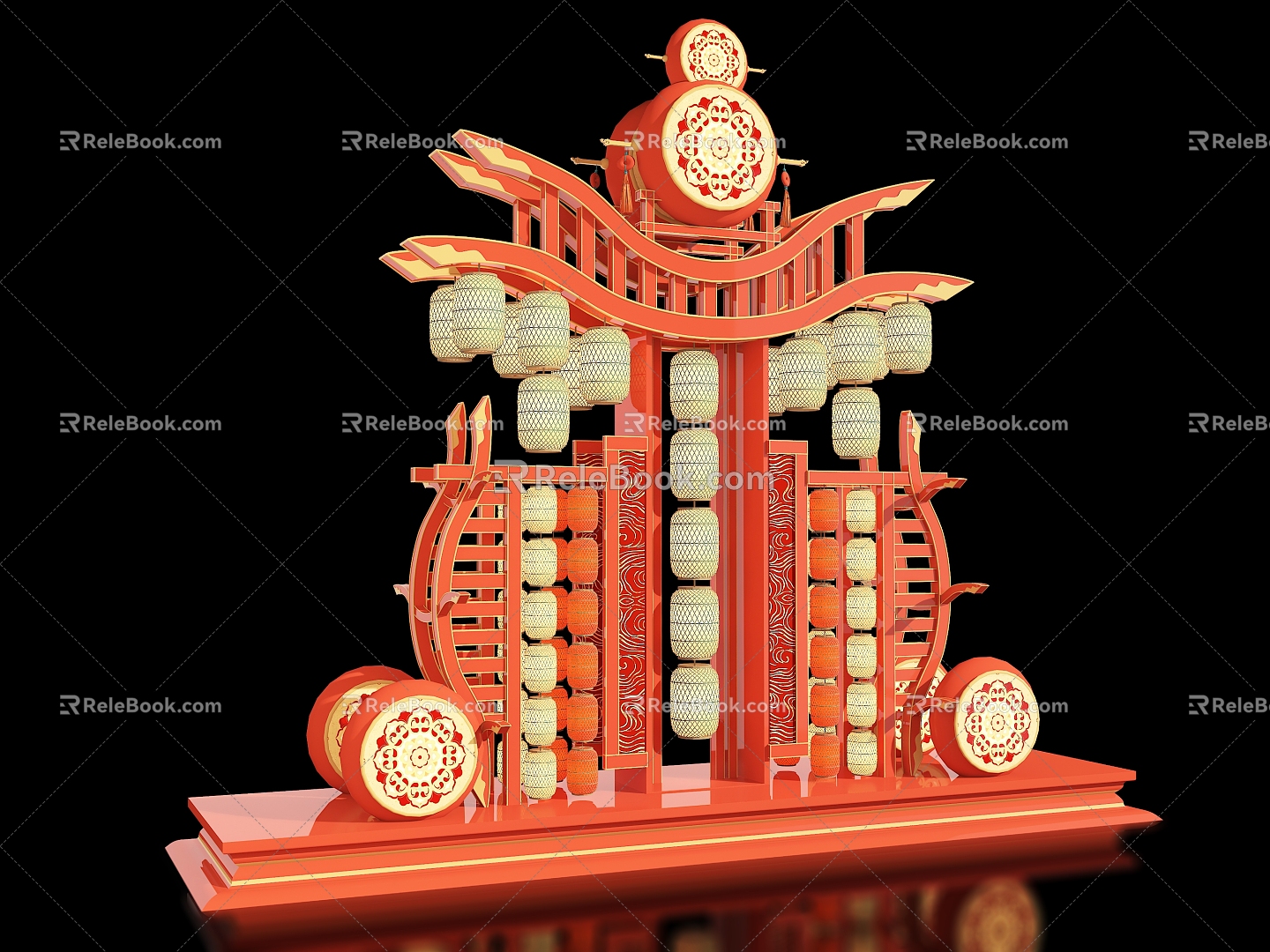 New Chinese-style Stage Meichen Antique Film and Television Props Outdoor Equipment National Tide National Style Stage Lantern Stage Deduction Net Celebrous Card Deduction Scenic Spot Night City Block Stage 3d model