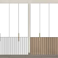 Modern White And Wooden Striped Wardrobe With Wood Panel And Metal Handles