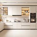 Modern Kitchen Interior Design With White Cabinets Island Counter And Integrated Appliances