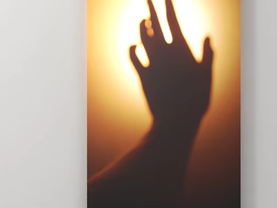 Silhouette of a Hand Reaching Towards Sunlight on Warm Golden Background 3d model