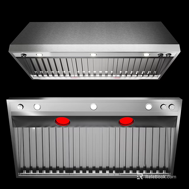 Stainless Steel Kitchen Appliance Range Hood With Modern Design Efficient Ventilation And Control Knobs 3d model 