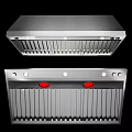 Stainless Steel Kitchen Appliance Range Hood With Modern Design Efficient Ventilation And Control Knobs 3d model