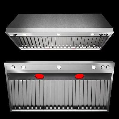 Stainless Steel Kitchen Appliance Range Hood With Modern Design Efficient Ventilation And Control Knobs 3d model