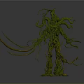 Enchanted Green Tree Creature Formed By Twisted Vines And Gnarled Roots