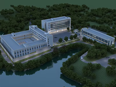 Modern Aerial View of Drug Rehabilitation Center II Aerial View II 3d model