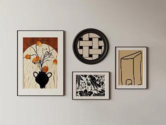 Combination Hanging Painting Abstract Painting 3d model