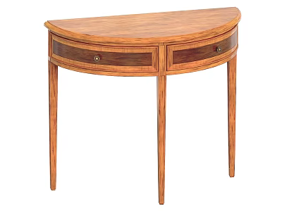 Wooden Dressing Table with Curved Top and Two Drawers on Slender Legs 3d model