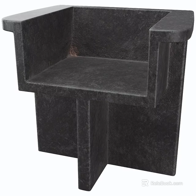 Modern Black Dining Chair With Rough Texture And Geometric Design For Interior 3d model 