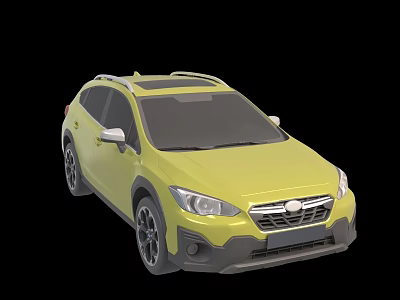 Yellow SUV Car Exterior Design With Roof Rails And Front Grille Headlights 3d model