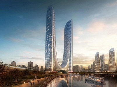 Modern Office Building Hangzhou Gate Binjiang Olympic Sports Century Center 3d model