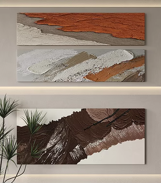 Quiet Hand-painted Abstract Painting Texture Painting Oil Painting Long Hanging Painting 3d model