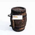 Vintage Wooden Decorative Ornament Set with Carved Pattern and Metal Ring Accents for Home Decoration